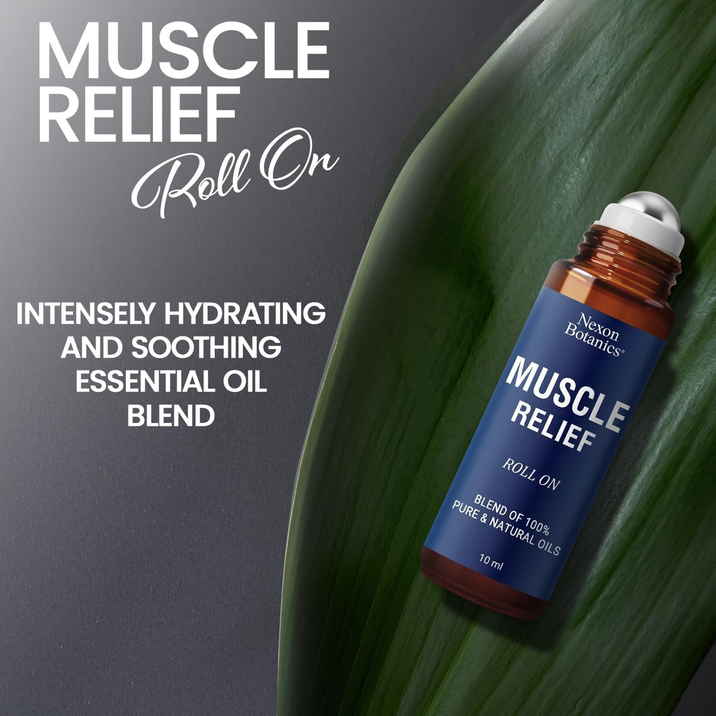 Muscle Relief Essential Oil Roll-On 10 ml - Pure Natural Blend for Sore Muscles, Aches & Recovery - Easy Roller for Athletes & Active Lifestyles - Nexon Botanics