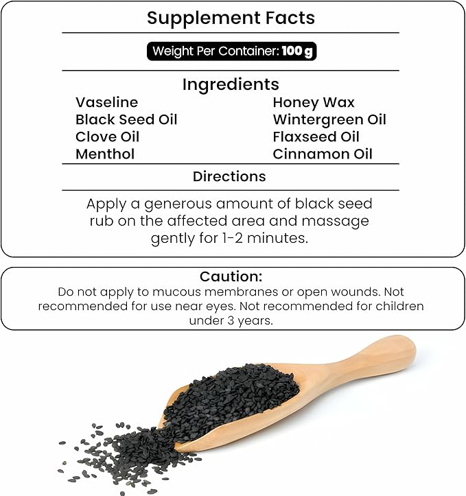 Black Seed Rub | Infused with Soothing Properties | Crafted to Provide Comfort to Joints, Muscles, Shoulders and Beyond | 3.5 oz.…