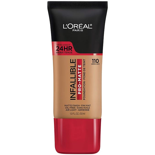 L'Oreal Paris Cosmetics Makeup Infallible Pro-Matte Liquid Longwear Foundation, Créme Café, 1 fl oz.