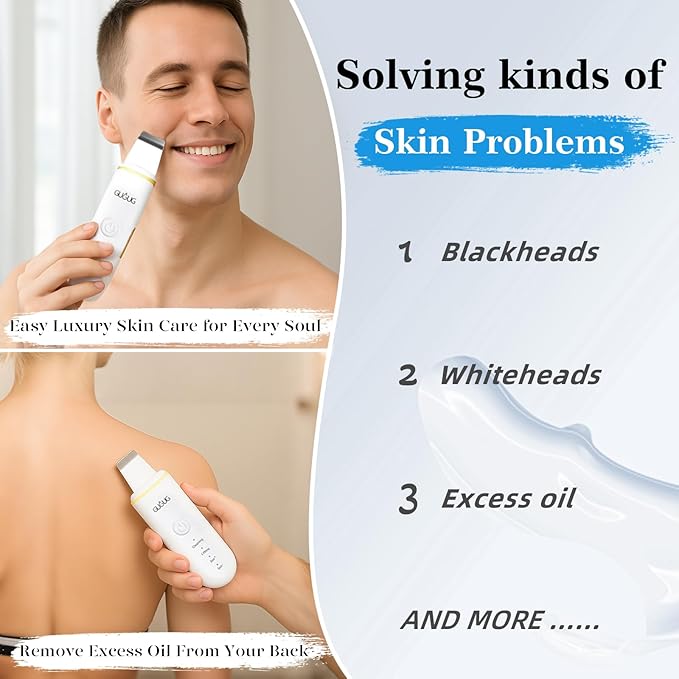 GUGUG Skin Scrubber Face Spatula Skin Spatula Pore Cleaner Blackhead Remover Tools for Facial Deep Cleansing-4 Modes -White