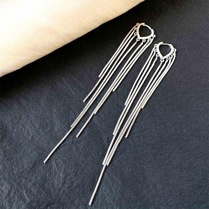 Boho Long Tassel Chain Earrings Fringe Drop Dangle Earrings Gold Dangling Chain Tassel Earrings Vintage Statement Earrings Jewelry for Women and Girls Gifts