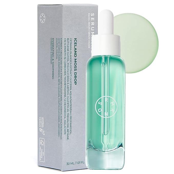 SERUMKIND Iceland Moss Serum - Soothing and Moisturizing Korean Face Serum 1.01 fl.oz. – Malachite, and Beta Glucan – Moisturize Flaky Skin - Vegan, Cruelty-Free, Unscented