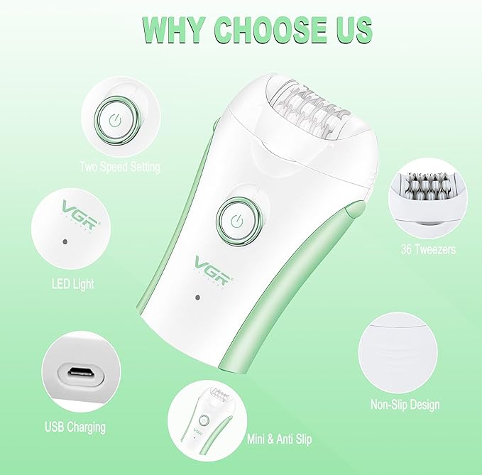 Epilators Hair Removal for Women, Glabrouse Skin Facial Hair Removal, Facial Hair Epilator with Eyebrow Trimmer for Women Face Sensitive Skin for Bikini, Face, Arm, Legs, Armpits, Green