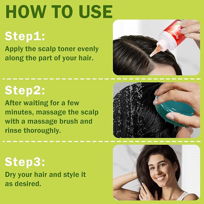 Rosemary & Apple Scalp Exfoliating Tonic - Scalp Detox Serum Deep Cleansing & Clarifying Treatment for Buildup, Dry Flaky Scalps - Soft Silicone Hair Scalps Massager Shampoo Brush for All Hair Types