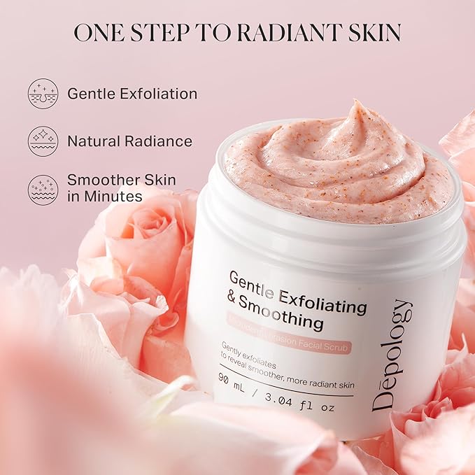 depology Microdermabrasion Facial Scrub – Exfoliator Face Polish with Walnut Shell, Jojoba & Botanical Oils for Radiant, Smooth Skin – Face Exfoliator Gentle Pore Refining for Dull or Uneven Texture