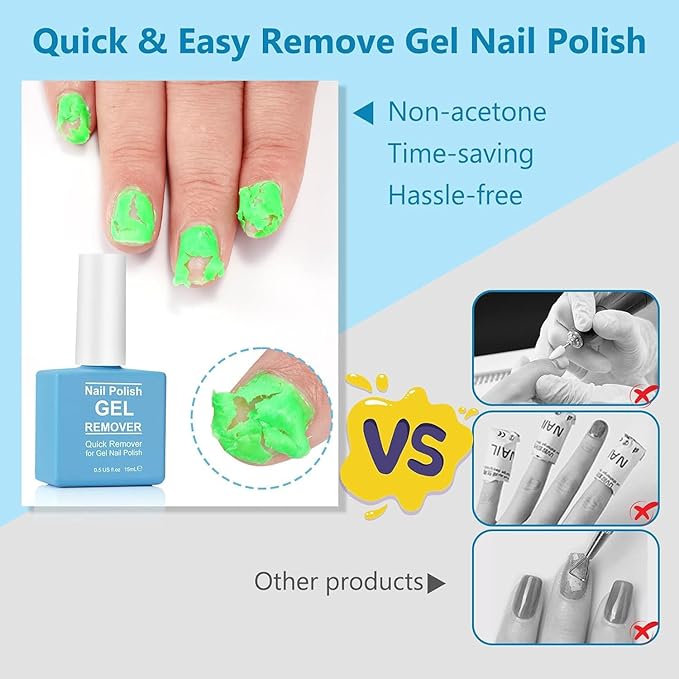 Gel Nail Polish Remover, 2Pack Nail Polish Remover Tool, Professional Remover Gels at Home, No Need Soaking or Wrapping