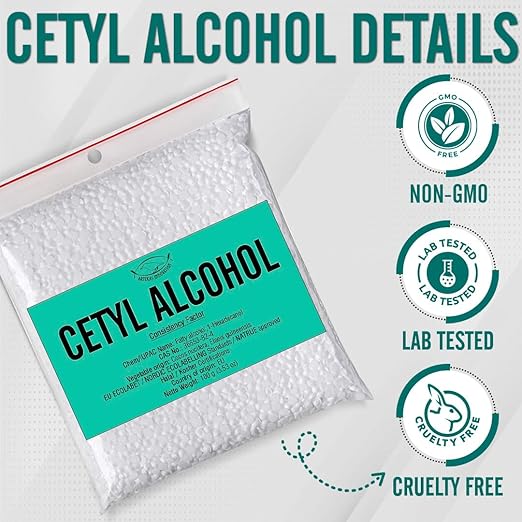 Cetyl Alcohol for Homemade Cosmetics, Lipsticks, Body Butter Bars, Hand Lotions, Hair Conditioners, Shampoo – Thickening Agent, Emulsifier, Viscosity Regulator - 7.06 oz