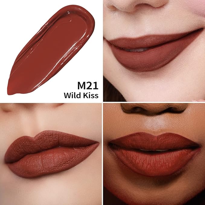 Oulac Matte Liquid Red Lipstick for Women, Orange Tone Red Long Lasting Lipstick, Waterproof Lip Stain, No Transfer, Creamy High Pigmented Formula with Vitamin E, Vegan & Cruelty-Free M21