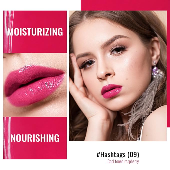 Oulac Moisturizing Shine Rose Pink Lipstick for Women, 2 in 1 Tinted Lip Balm for Winter, Hydrated Juicy and Glossy Lip Color for Dry, Cracked and Chapped Lips, Vegan 2.2g/0.07oz (09)