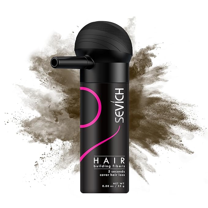 SEVICH Hair Fibers with Spray Applicator - Natural-Looking Hair Thickening Fibers for Men & Women, Instant Fullness, Wind & Water Resistant, Easy Wash Out, 25g (Dark Brown)