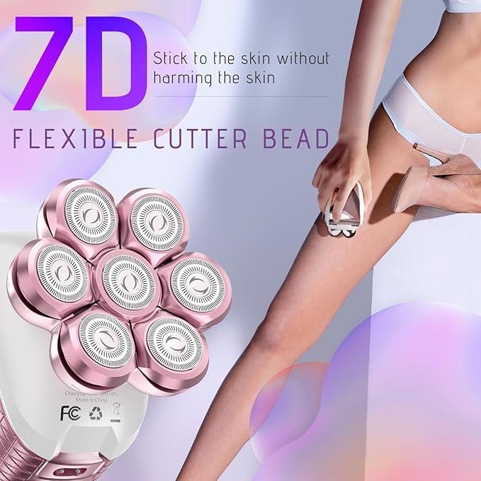 Electric Razors for Women Legs: 5-in-1 Rechargeable Body Shaver - Waterproof Wet Dry Hair Remover - Trimmer for Lady Face Underarms Public Men