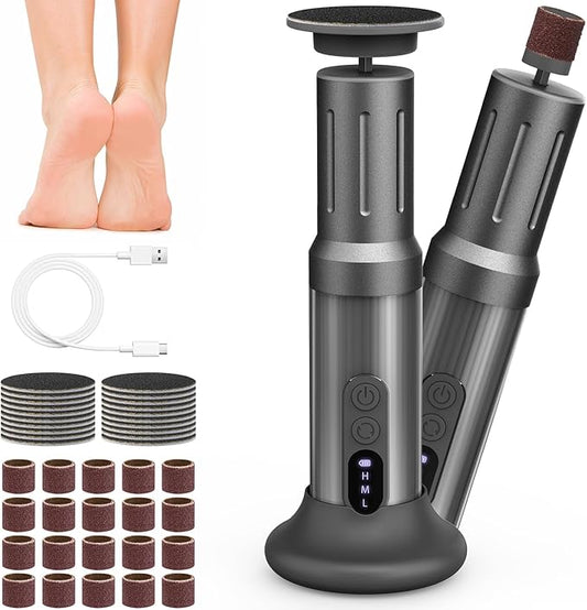 Electric Foot Callus Remover Cordless Electric Foot Filer Kit with 6Speeds Chagring Dock Callus Remover for Women Men Feet and Nail(Black)