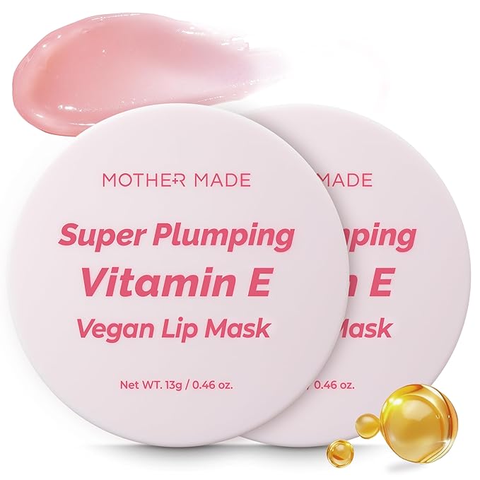 Natural Plumping Vitamin E Lip Mask 2EA | Hydrating Lip Moisturizer For Soft, Smooth, Plump Lips, Infused with Natural Oils, Organic Shea Butter, Collagen, Korean Skincare, Lip Gloss