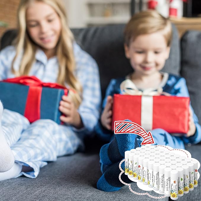 50 Pcs Bible Verse Lip Balm Bulk Christian Gift for Women Faith Religious Moisturizing Lip Care Product with Inspirational Scripture Happy Moment Praise God for Friend Teacher Worker Employee