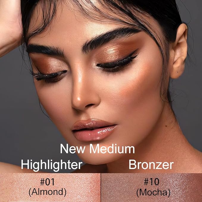 evpct 2Pcs Face Cream Contour Bronzer Sticks Makeup Highlighter Highlight Almond Mocha Creme Cheek Contour Sticks contorno en crema Bronzing Foundation Face Contour Stick Kit,1+10 New Medium