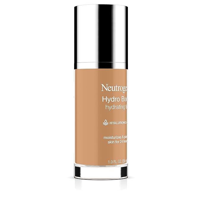 Neutrogena Hydro Boost Hydrating Tint Foundation Makeup for Dry Skin, with Hyaluronic Acid, Lightweight Oil-Free Water Gel, Non-Comedogenic, 85 Honey Color 1.0 fl. oz