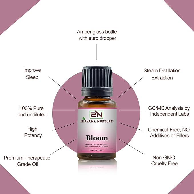 Bloom Blend 100% Pure Natural Premium Grade, Undiluted, Happiness, Mood Booster, Aromatherapy, Calm, Relax