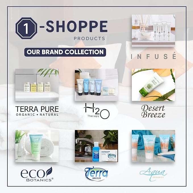 Infuse White Tea & Coconut Hotel Toiletries Bulk Set | 1-Shoppe Amenities Kit | 1oz Shampoo & Conditioner, Body Wash, Lotion | Travel Size | 80 Pieces
