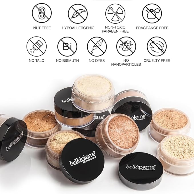 bellapierre Mineral Foundation SPF 15 - Loose Powder Foundation | Vegan & Cruelty Free Natural Makeup | Full Coverage Matte Finish | Hypoallergenic | Oil & Talc Free - 0.32 Oz - Café