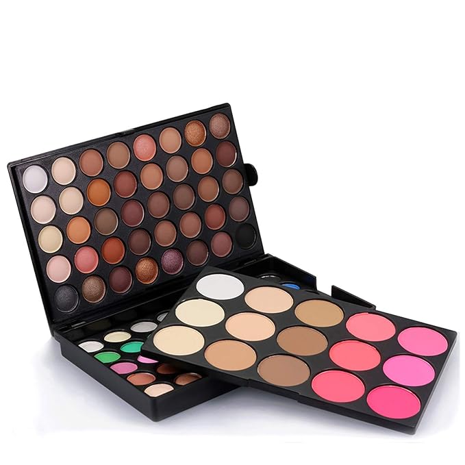 120 Color Eyeshadow Palette Kit with 10 Pcs Foundation Makeup Brush, Professional Daily Use Colorful with Velvety Texture Eyeshadow Palette, Highly Pigmented Waterproof Long Lasting Makeup