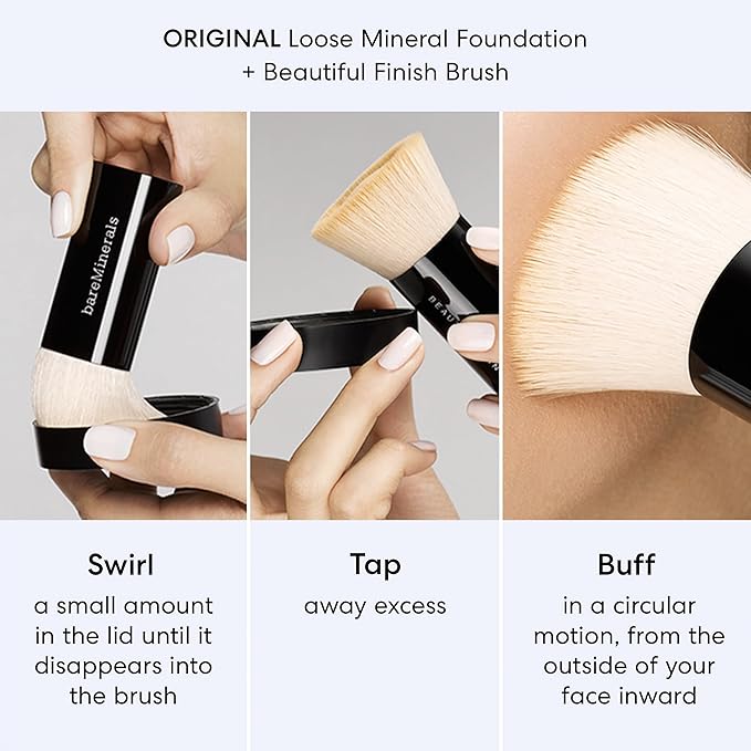 bareMinerals Original Get Started Kit, 4 Piece Mini Mineral Makeup Includes Original Loose Foundation, Face Primer, Setting Powder, Brush, Travel Sizes, Must-Have Kit, Vegan