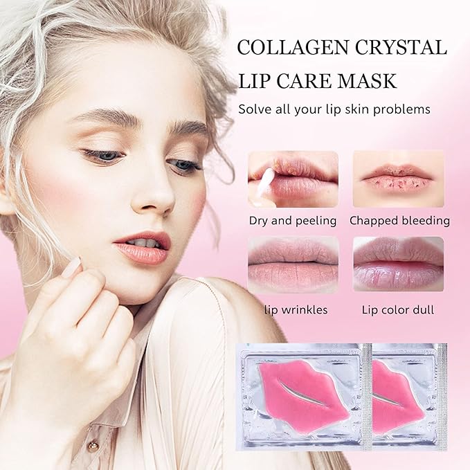 30 pieces of Moisturizing Collagen Crystal Lip Mask - Anti-Ageing & Anti Chapped, Reduce lip Wrinkles, Fade Lip Color, Make Skin Smooth And Firm Collagen Lip Pieces (Pink)