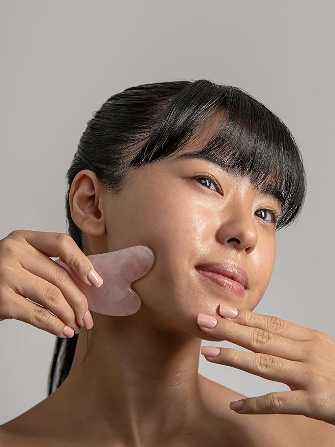 Mount Lai Rose Quartz Gua Sha Facial Tool – The Stone of Graceful Radiance – 100% Genuine Rose Quartz Stone Face Sculpting Tool for Lymphatic Drainage, Puffiness Reduction & Graceful Beauty