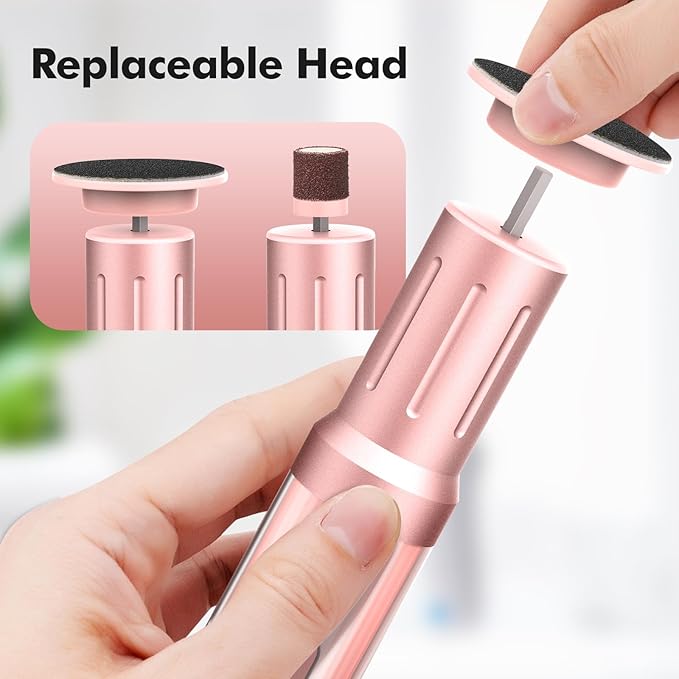 Electric Foot Callus Remover Cordless Electric Foot Filer Kit with 6Speeds Chagring Dock Callus Remover for Women Feet and Nail (Pink)