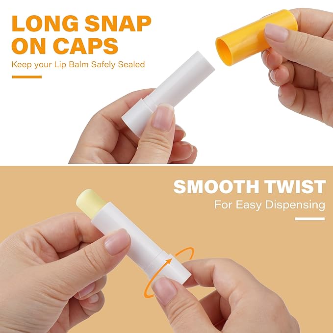 LotFancy Lip Balm Tubes Empty, 28Pcs 4.5ml Lip Balm Container Tubes with Yellow Caps, BPA Free & Leak Free, Refillable