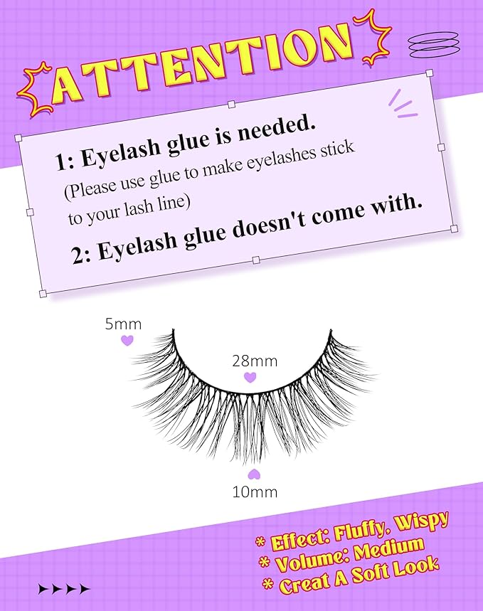 Onlyall Lashes Mink False Eyelashes Natural Wispy Lashes Soft Faux Mink Lashes Fluffy False Lashes DK72