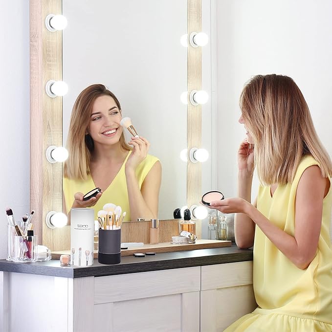 Makeup Brushes Set 10Pcs Professional Kabuki Foundation Eyeshadow Blush Blending Lip Full Face Cosmetic Kit W/Makeup Brush Set with Holder