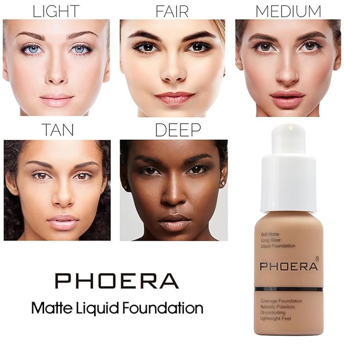 2 Pack PHOERA Foundation Nude 102 and Face Primer, Liquid Full Coverage Foundation Set, Foundation Brush Powder Brush,5 Makeup Sponge,24 HR Matte Oil Control Concealer (102 Nude)