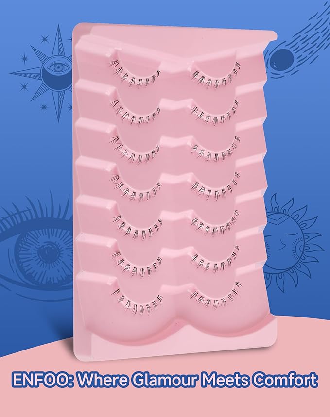 Bottom Lashes Natural Everyday Wispy Lashes Natural Look Flared Eyelashes False Lower Lashes Soft Fluffy Lashes False Eyelashes 7 Pairs B-1