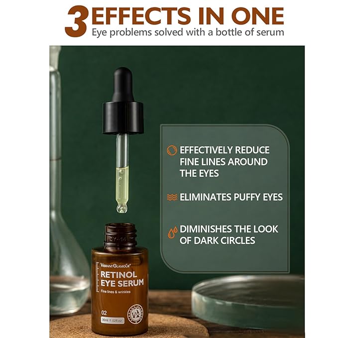 Retinol Eye Serum Anti Aging Under Eye Cream Visibly Reduces Wrinkles Fine Lines in 4-8 Weeks - Tightening Firming with Double Retinol 30ml
