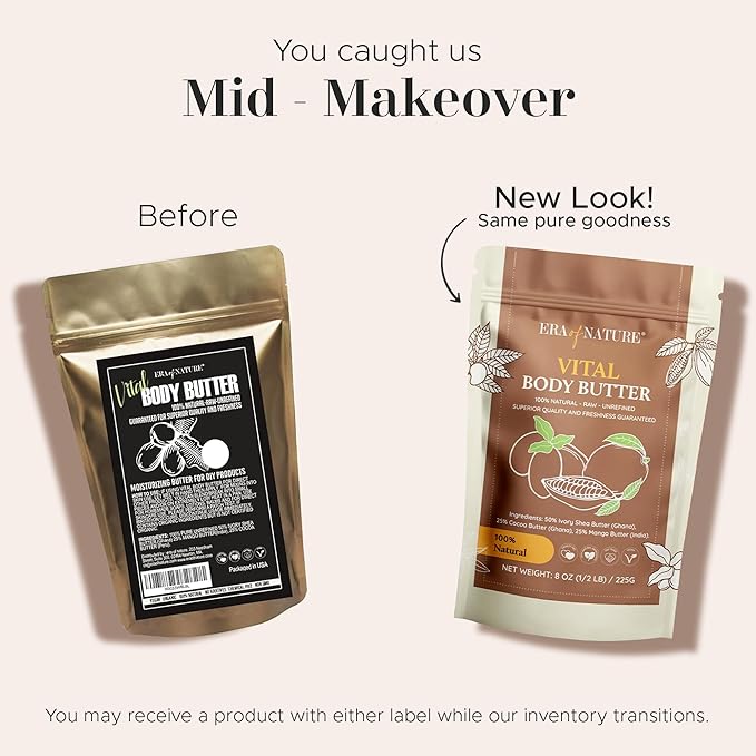 era of nature Organic Shea, Mango & Cocoa Body Butter – Raw, Unrefined, 100% Natural – Perfect Base for DIY Skincare, Body Butters, Lotions, Soaps & Lip Balms – Essential for Homemade Creations – 8oz