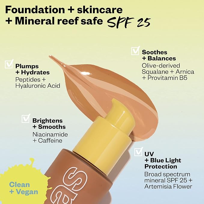 Kosas Revealer Skin-Improving Foundation with SPF 25 Protection - Hydrate, Brighten, Soothe, Plump, Protect Skin - Smoothing Texture, Natural Finish and Clean Formula - Rich Deep Cool 420