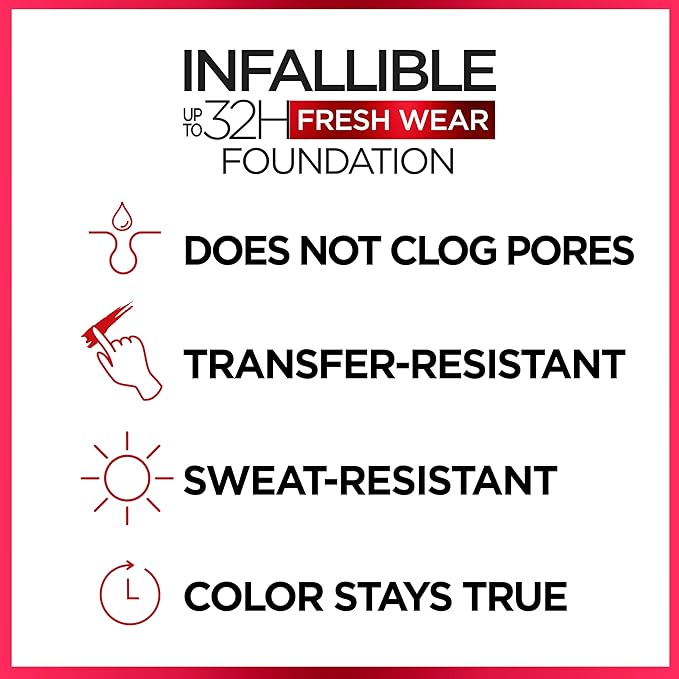 L'Oreal Paris Makeup Infallible Up to 32 Hour Fresh Wear Lightweight Foundation, 480 Radiant Sand, 1 Fl Oz, Packaging May Vary