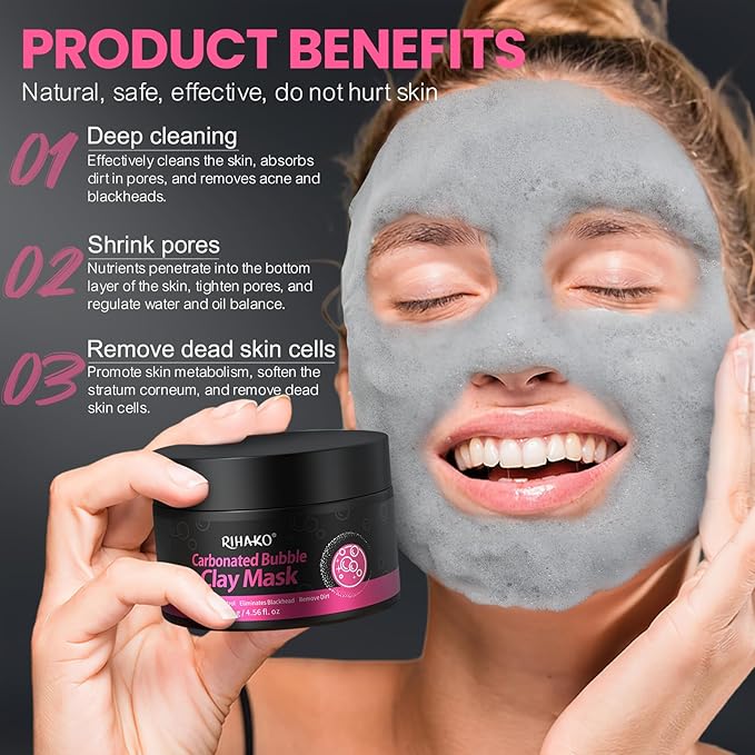 Carbonated Bubble Clay Mask -Exfoliation Face Mask | Detoxing Clay Mask for Blackhead Removal,Dull Skin,Skincare Facial Mask for Controlling Oil and Refining Pores,Mothers Day Gifts for Wife