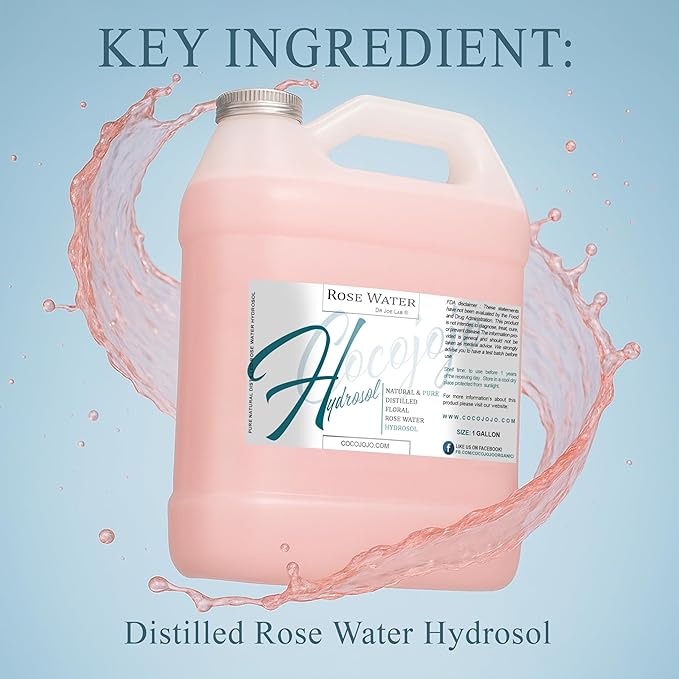 Rose Hydrosol Spray Cleansing Non GMO Facial Toner for Face Body Locs Rose Water Hydrating Face Mist, for Hydration Pure & Natural Hydrosol for All Skin Types - COCOJOJO - Bulk 128 OZ - 1 Gallon