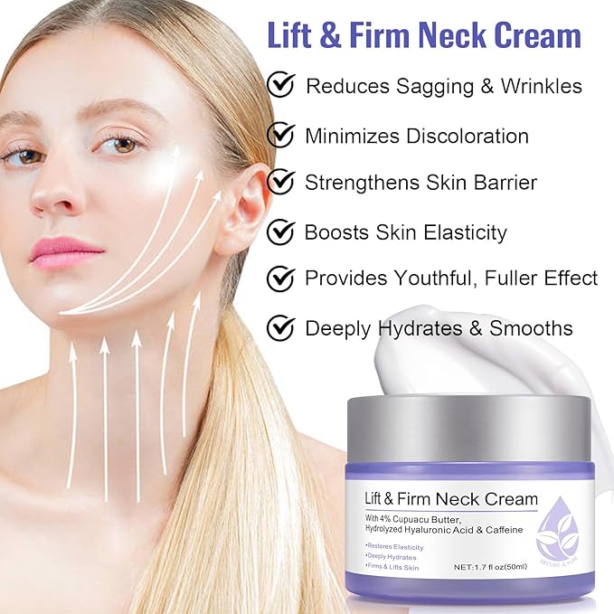 Neck Firming Cream, Neck Cream for Tightening & Neck Lift, Anti-Aging Neck Cream for Wrinkles 1.7 Fl.Oz