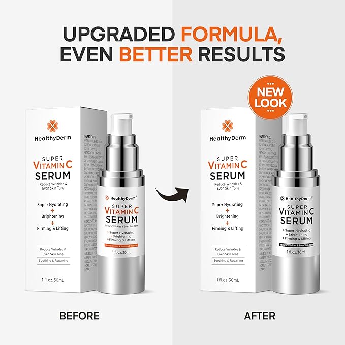 Super Vitamin C Serum for Women Over 70: Niacinamide, Vitamin C, Hyaluronic Acid, Peptides, Vitamin E, Caffeine, Bakuchiol, Hydrating, Lifting, Face Wrinkle & Age Spots Reduction