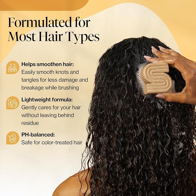 Kitsch Coconut Oil Shampoo Bar - Hydrate & Soften Dry Damaged Hair - Deep Moisturizing Curly Hair Shampoo - Safe Shampoo for Color Treated Hair - Silicone, Paraben & Sulfate Free - 3.2 oz