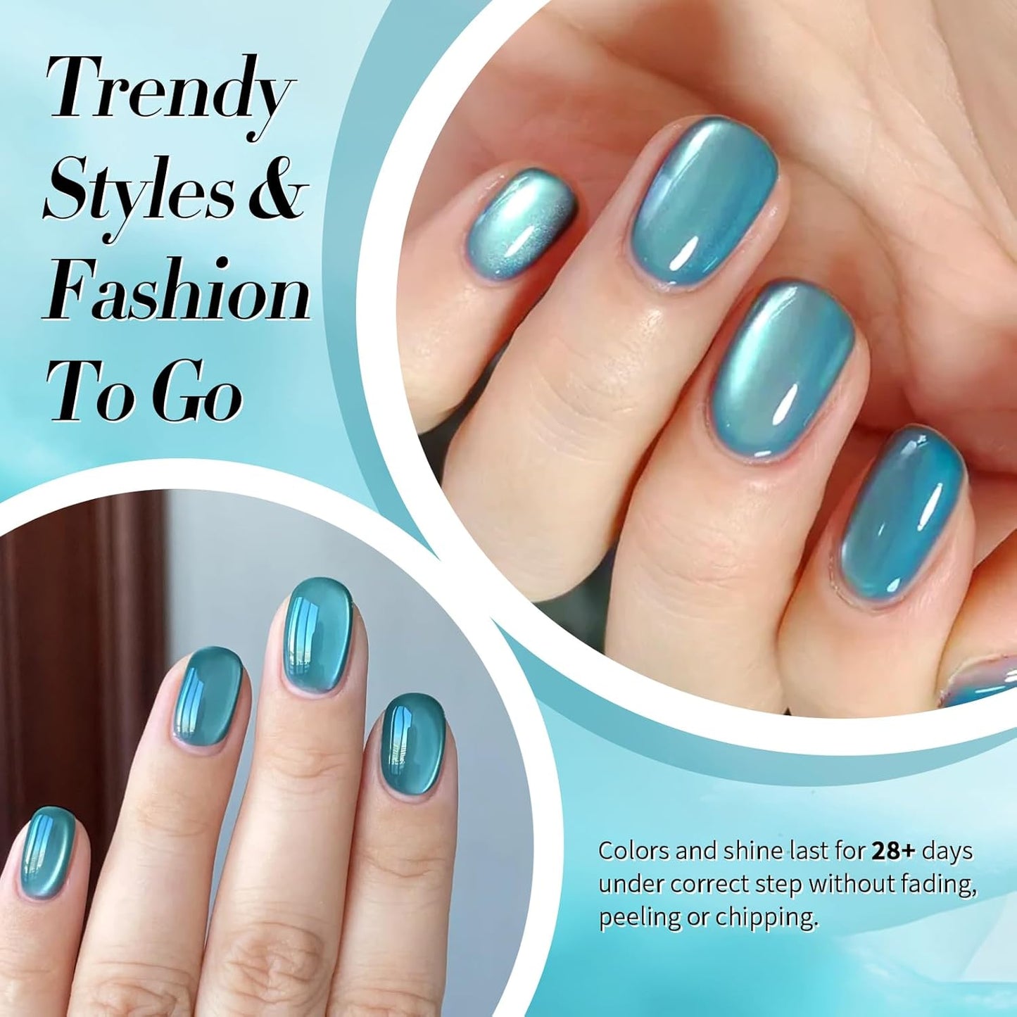 Born Pretty Cat Magnetic Eye Gel Nail Polish,Light Blue Lover Jelly Glass Magnetic Gel Polish,Glitter Soak Off Nail Art Salon Manicure Home Gift 15ml