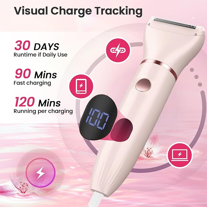 Bikini Trimmer Electric Razors for Women - 3 in 1 Electric Shaver for Women, Waterproof Pubic Hair Trimmers and Facial Hair Remover, Rechargeable Women's Grooming Kit