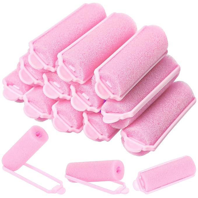 12 Pcs Foam Sponge Hair Rollers 2.4 Inch Hair Curlers to Sleep In Soft Sleep Rollers for Curls Style Heatless Curler Hair Christmas Party Hairstyles