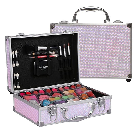 Hot Sugar Makeup Kit for Girls and Women - Full Starter Cosmetics Set with Eye Shadow Palette Lip Balm Blush Lip Gloss Brush Lip & Eye Pencil and Mirror