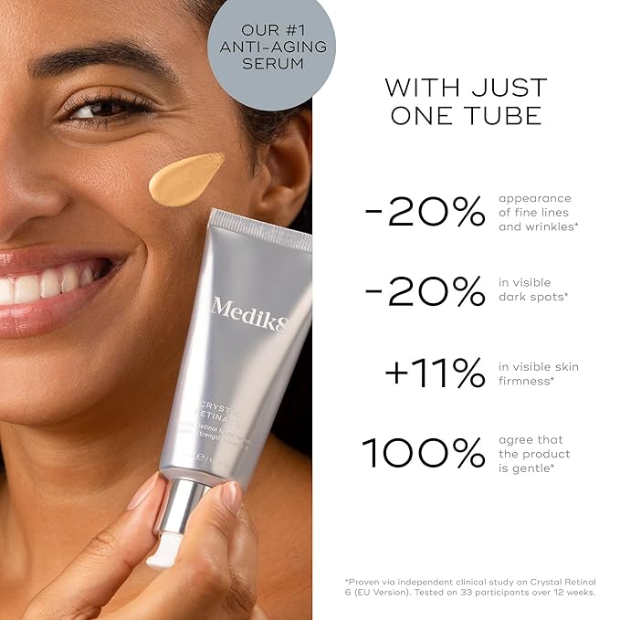 Medik8 Crystal Retinal 10 - Firming, Advanced Skin Retinaldehyde Face Serum - Night Serum with Hyaluronic Acid and Vitamin E - Gluten Free - 1 oz