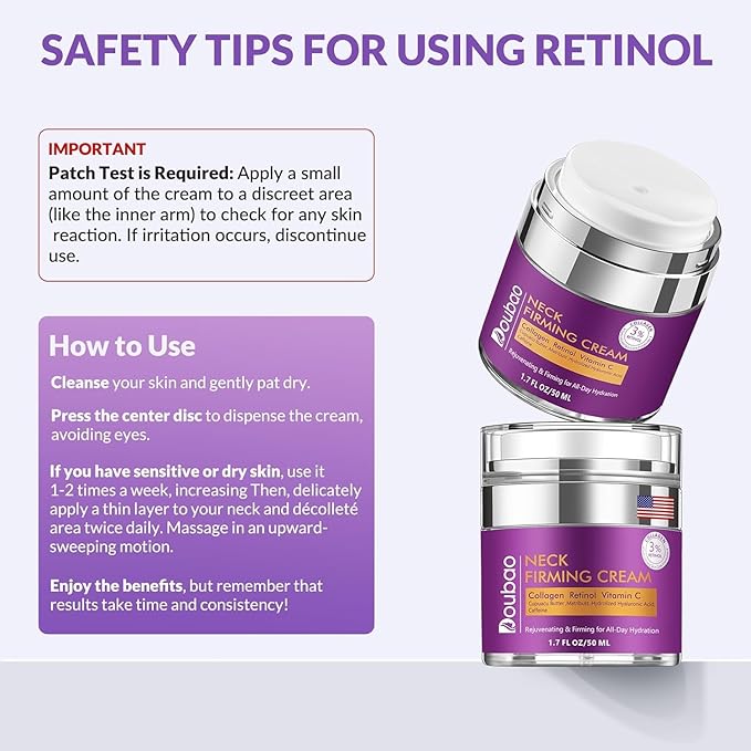 Advanced Neck Firming Cream – 3% Retinol & Hyaluronic Acid for Wrinkle Reduction, Lifting & Skin Tightening – Anti-Aging Moisturizer for Face, Neck & Décolleté – Deep Hydration, 1.7 FL OZ