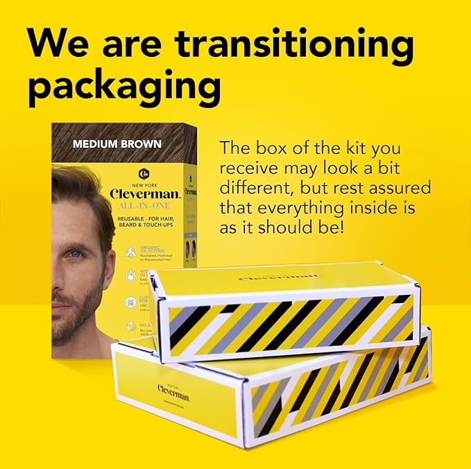 Cleverman Dark Brown Hair & Beard Dye Kit for Men - Natural-Looking Gray Coverage, Professional-Quality, Ammonia-Free for Hair, Beard & Mustache