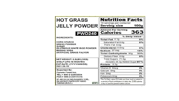 Fanale Premium Grass Jelly Bubble Tea Flavoring Powder | Perfect for Baking, Smoothies, Desserts and Drinks | Instant Flavoring Powder for Boba Milk Tea - 2.2 Pounds (Pack of 1)